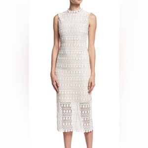 Shoshanna Mirian White Ivory Lace Sheath Midi Dress Size 8 NWT